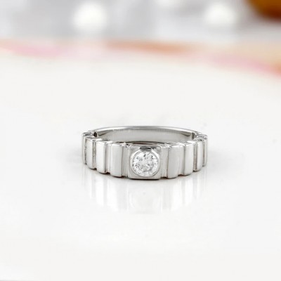 925 Sterling Silver Solitaire Moissanite Men's Wedding Band