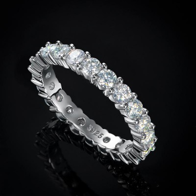 3mm Moissanite Eternity Band in S925 Sterling Silver