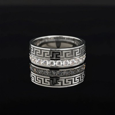 Moissanite Meander Band Ring in S925 Silver