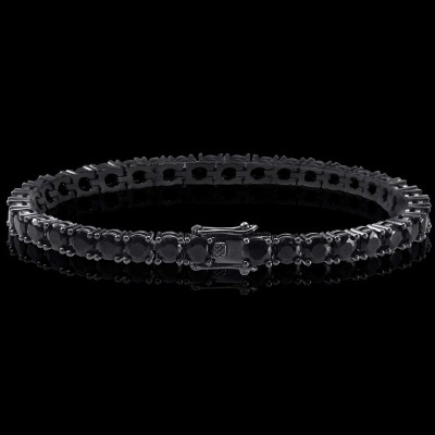 5mm Black Stones Tennis Bracelet in Black Gold