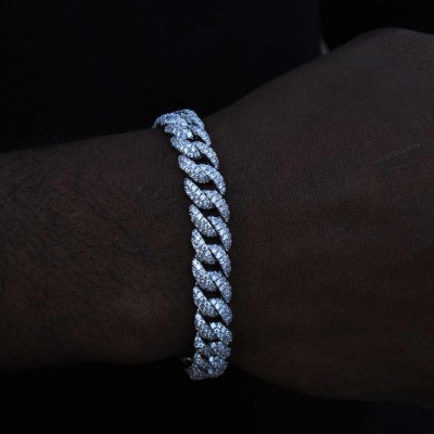 Cuban Link Bracelet (10mm) In White Gold