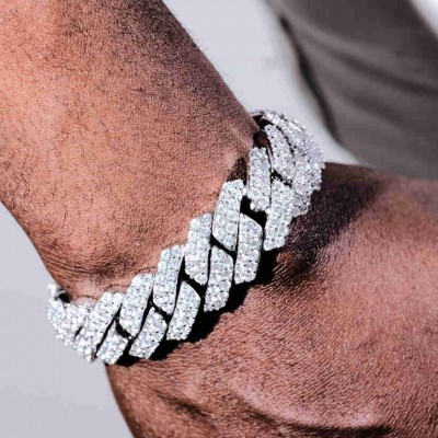 19mm 2-Row Iced Prong Cuban Bracelet