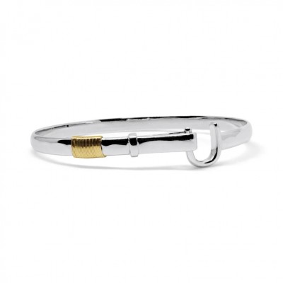 Island Hook Bracelet Handmade in Sterling Silver with Yellow Gold Vermiel