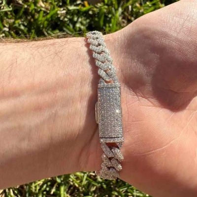 Moissanite VVS 8mm 925 Sterling Silver Cuban Link Bracelet