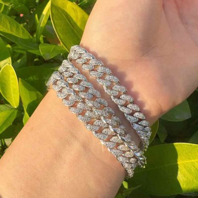 925 Sterling Silver MOISSANITE Cuban Link Bracelet Chain Necklace
