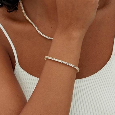 14K Gold Plated 3mm Cubic Zirconia Classic Tennis Bracelet