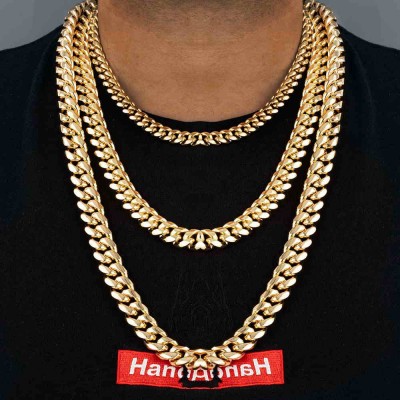 8mm Stainless Steel Cuban Chain in Gold