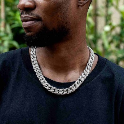 18K White Gold 13mm Cuban Chain