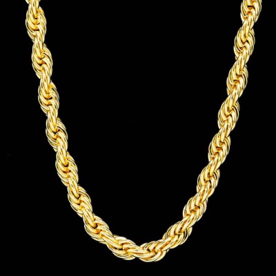 10mm 18K Gold Finish Rope Chain