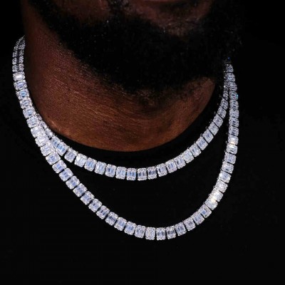 8mm Iced Square Baguette Tennis Chain