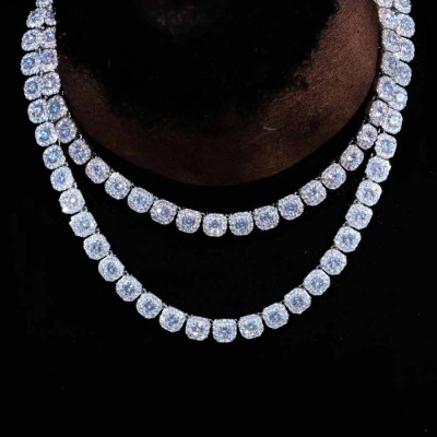 Clustered Tennis Chain In White Gold