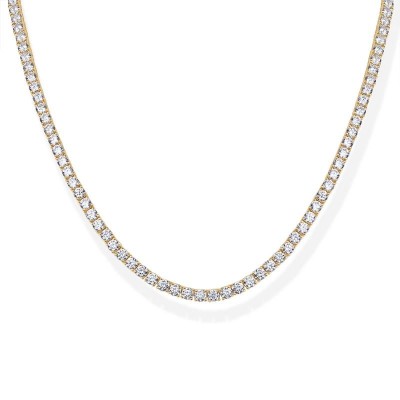 14K Gold Plated 3mm Simulated Diamond Tennis Necklace for Women