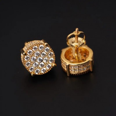 Unisex Yellow Gold Moissanite Stud Earrings