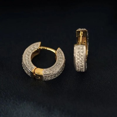 Huggie Hoop Diamond Moissanite Clip On Gold Earrings For Men's