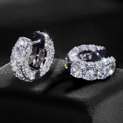 925S & VVS Moissanite Hoop Earrings In White Gold
