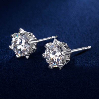 1Ct Moissanite Round Cut Snowflake Earrings in S925 Sterling Silver