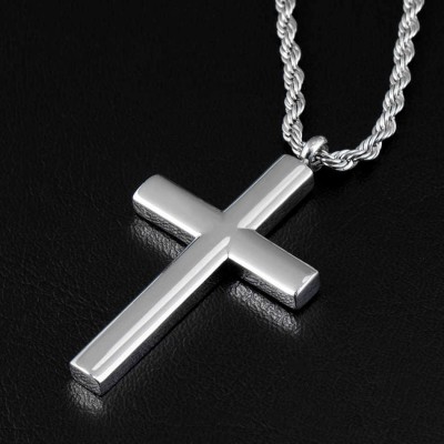 Cylinder Stainless Steel Cross Pendant