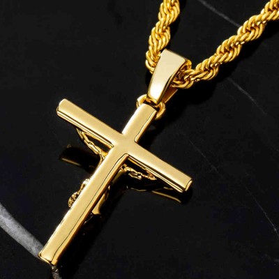 Crucifix Cross Pendant in Gold