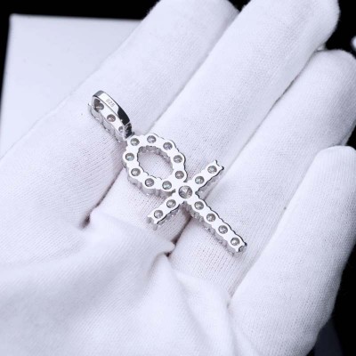 4.81CT VVS MOISSANITE 3MM ROPE CHAIN ANKH NECKLACE