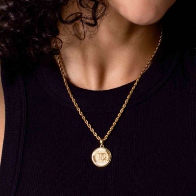 Zodiac Gold Necklace With Rope Chain