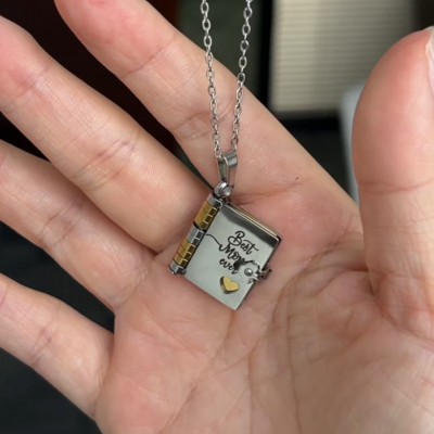 Best Mom Ever Stainless Steel Book Necklace - Mother's Day,Birthday,Memorial Gifts