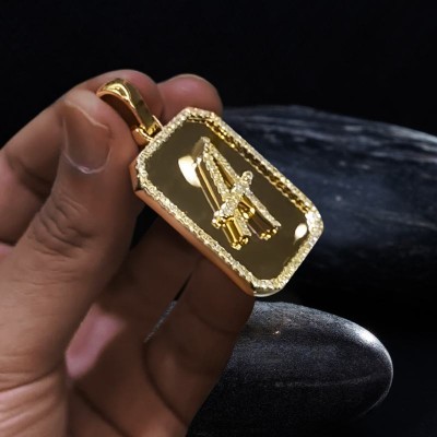 925S & VVS Moissanite A-Z Initial Letter Pendant in Gold