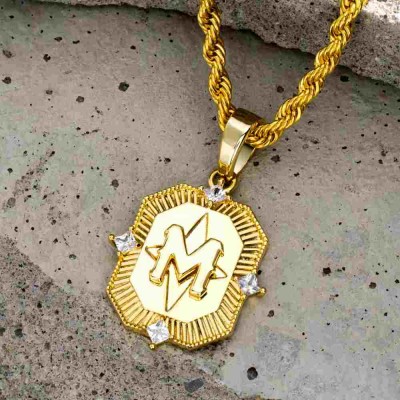 Iced Gold A-Z Initial Letter Pendant