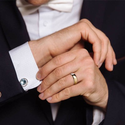 Tungsten 18K Gold Color Simple Men's Ring