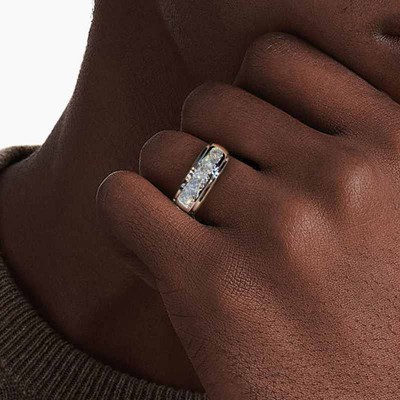 Men's Moissanite 3Ct Round Cut S925 Silver Engagement Ring