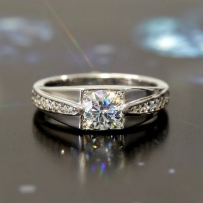 Men's Moissanite 1Ct Brilliant Cut S925 Silver Engagement Ring