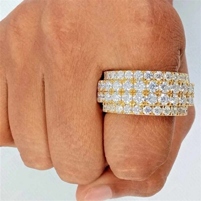 3.50 CTW Round Cut Moissanite Men's Band Ring
