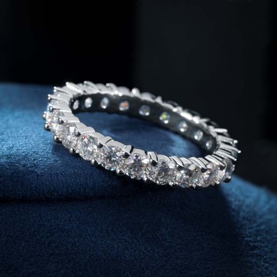 3mm Moissanite Eternity Band in S925 Sterling Silver