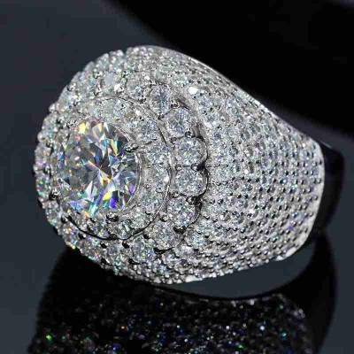 925S & VVS Moissanite Round Cut Hip Hop Ring