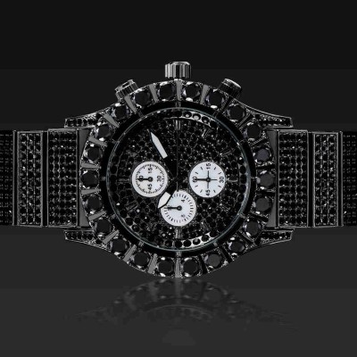 Round Cut Luminous Men's Watch in Black Gold