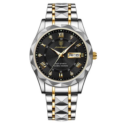 Waterproof Luminous Stainless Steel Two-tone Quartz Men's Watch