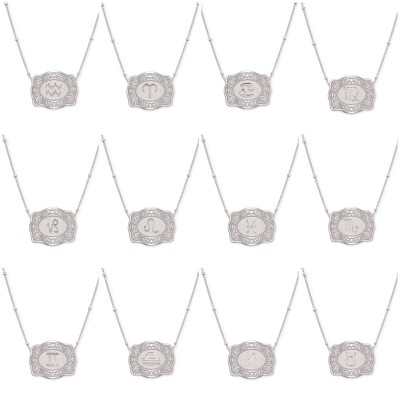 Unisex 925 Sterling Silver Zodiac Mini Belt Buckle Necklace